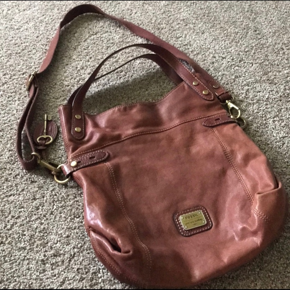 Fossil brown leather crossbody
